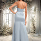 Genesis Trumpet/Mermaid Off the Shoulder Square Floor-Length Satin Prom Dresses With Ruffle DEP0025883