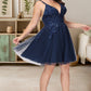 Gracie A-line V-Neck Short/Mini Tulle Homecoming Dress With Sequins DEP0020548