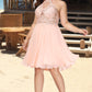 Hortensia A-line Halter Knee-Length Chiffon Homecoming Dress With Beading DEP0020541