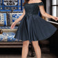 Marin A-line Off the Shoulder Short/Mini Satin Homecoming Dress DEP0020552