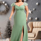 Savanah Trumpet/Mermaid Off the Shoulder V-Neck Floor-Length Chiffon Bridesmaid Dress DEP0025810