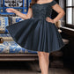 Marin A-line Off the Shoulder Short/Mini Satin Homecoming Dress DEP0020552