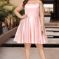 Brooklyn A-line Square Short/Mini Satin Homecoming Dress DEP0020544