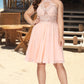 Hortensia A-line Halter Knee-Length Chiffon Homecoming Dress With Beading DEP0020541