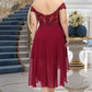 Hayley A-line Off the Shoulder Asymmetrical Chiffon Homecoming Dress With Beading DEP0020582