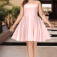 Brooklyn A-line Square Short/Mini Satin Homecoming Dress DEP0020544