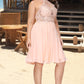 Hortensia A-line Halter Knee-Length Chiffon Homecoming Dress With Beading DEP0020541