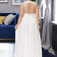 Tricia A-Line V-neck Sweep Train Chiffon Lace Wedding Dress With Lace DEP0013677