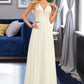 Tricia A-Line V-neck Sweep Train Chiffon Lace Wedding Dress With Lace DEP0013677