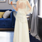 Tricia A-Line V-neck Sweep Train Chiffon Lace Wedding Dress With Lace DEP0013677