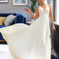 Tricia A-Line V-neck Sweep Train Chiffon Lace Wedding Dress With Lace DEP0013677