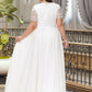 Nadia A-Line V-neck Floor-Length Chiffon Lace Wedding Dress DEP0013678