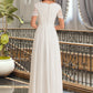 Nadia A-Line V-neck Floor-Length Chiffon Lace Wedding Dress DEP0013678