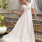 Nadia A-Line V-neck Floor-Length Chiffon Lace Wedding Dress DEP0013678