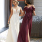 Saniyah A-Line V-neck Sweep Train Chiffon Lace Wedding Dress With Beading Sequins DEP0013681