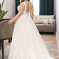 Justice Ball-Gown/Princess V-neck Court Train Tulle Wedding Dress DEP0013682