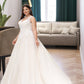 Justice Ball-Gown/Princess V-neck Court Train Tulle Wedding Dress DEP0013682