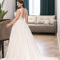 Justice Ball-Gown/Princess V-neck Court Train Tulle Wedding Dress DEP0013682