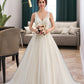 Justice Ball-Gown/Princess V-neck Court Train Tulle Wedding Dress DEP0013682