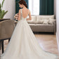 Justice Ball-Gown/Princess V-neck Court Train Tulle Wedding Dress DEP0013682