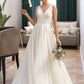 Justice Ball-Gown/Princess V-neck Court Train Tulle Wedding Dress DEP0013682