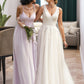 Justice Ball-Gown/Princess V-neck Court Train Tulle Wedding Dress DEP0013682