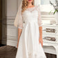 Juliet A-Line Scoop Neck Asymmetrical Satin Lace Wedding Dress DEP0013684