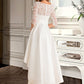 Juliet A-Line Scoop Neck Asymmetrical Satin Lace Wedding Dress DEP0013684