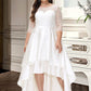 Juliet A-Line Scoop Neck Asymmetrical Satin Lace Wedding Dress DEP0013684