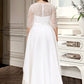 Juliet A-Line Scoop Neck Asymmetrical Satin Lace Wedding Dress DEP0013684