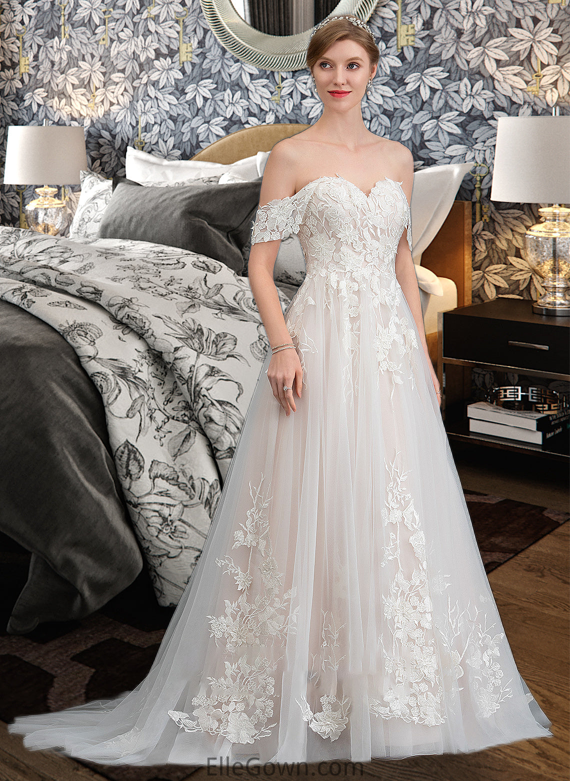 Bailee Ball-Gown/Princess Sweetheart Sweep Train Tulle Wedding Dress DEP0013685