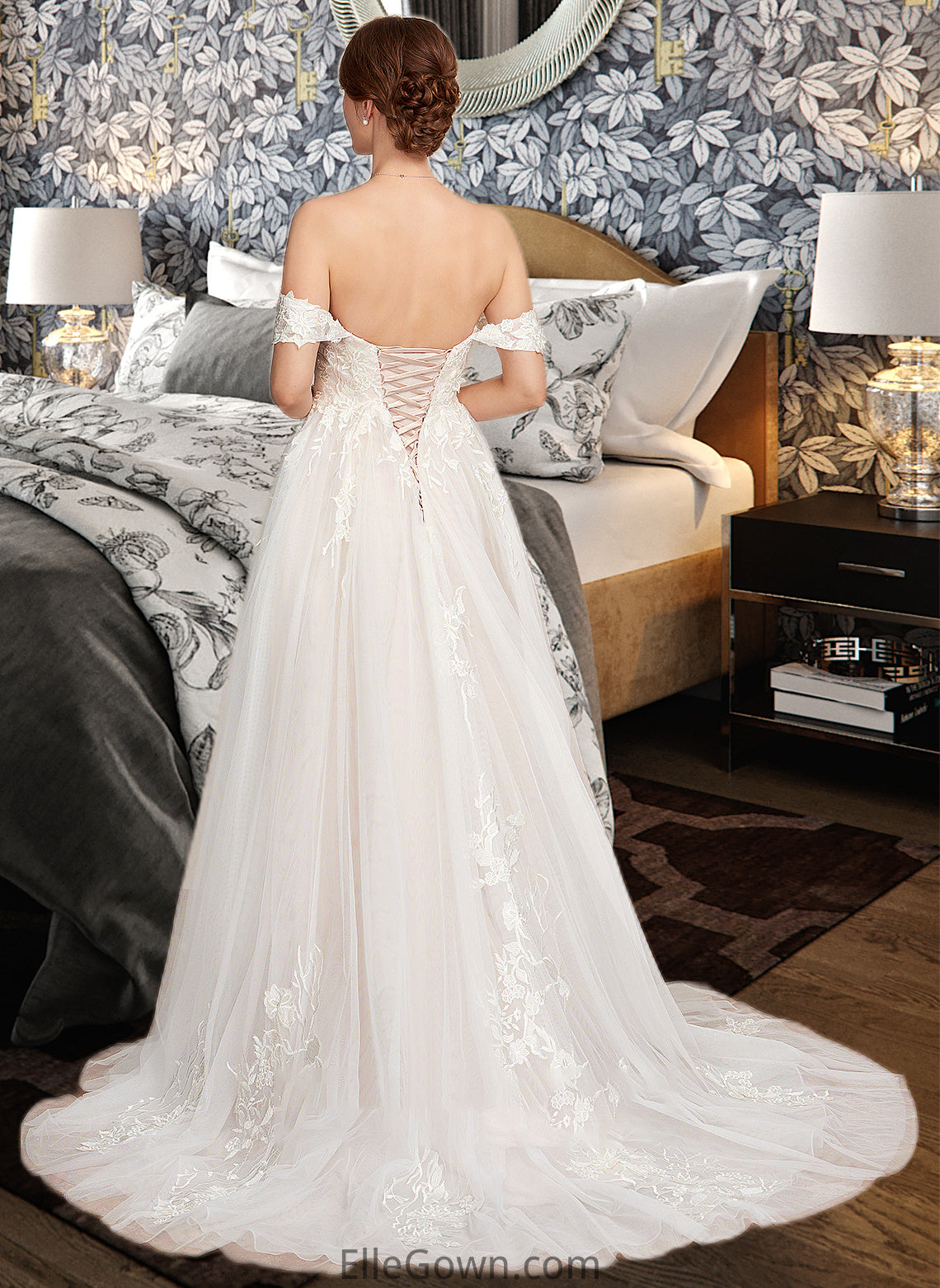 Bailee Ball-Gown/Princess Sweetheart Sweep Train Tulle Wedding Dress DEP0013685