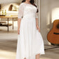 Alisson A-Line Scoop Neck Asymmetrical Chiffon Wedding Dress With Beading Sequins DEP0013686