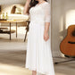 Alisson A-Line Scoop Neck Asymmetrical Chiffon Wedding Dress With Beading Sequins DEP0013686