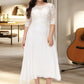 Alisson A-Line Scoop Neck Asymmetrical Chiffon Wedding Dress With Beading Sequins DEP0013686