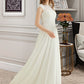 Chana A-Line Floor-Length Chiffon Lace Wedding Dress DEP0013687