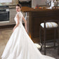 Isabella Ball-Gown/Princess V-neck Court Train Satin Lace Wedding Dress With Ruffle DEP0013688