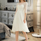 Yasmin A-Line Knee-Length Chiffon Lace Wedding Dress With Sequins DEP0013689