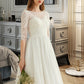 Yasmin A-Line Knee-Length Chiffon Lace Wedding Dress With Sequins DEP0013689