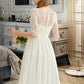 Yasmin A-Line Knee-Length Chiffon Lace Wedding Dress With Sequins DEP0013689