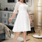 Yasmin A-Line Knee-Length Chiffon Lace Wedding Dress With Sequins DEP0013689