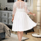 Yasmin A-Line Knee-Length Chiffon Lace Wedding Dress With Sequins DEP0013689