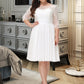 Yasmin A-Line Knee-Length Chiffon Lace Wedding Dress With Sequins DEP0013689