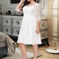 Yasmin A-Line Knee-Length Chiffon Lace Wedding Dress With Sequins DEP0013689