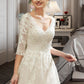 Gladys A-Line V-neck Court Train Wedding Dress With Sequins DEP0013690