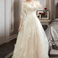 Gladys A-Line V-neck Court Train Wedding Dress With Sequins DEP0013690