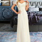 Meghan A-Line V-neck Floor-Length Chiffon Lace Wedding Dress With Lace DEP0013691