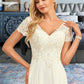 Meghan A-Line V-neck Floor-Length Chiffon Lace Wedding Dress With Lace DEP0013691