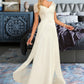 Meghan A-Line V-neck Floor-Length Chiffon Lace Wedding Dress With Lace DEP0013691