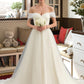 Evangeline Ball-Gown/Princess Off-the-Shoulder Court Train Tulle Lace Wedding Dress With Ruffle DEP0013692